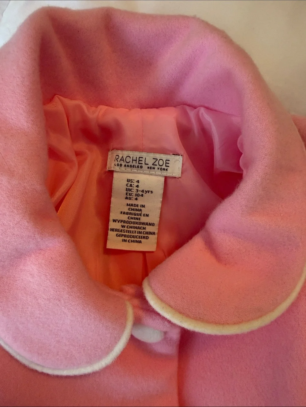 Rachel Zoe Pink Peacoat dress coat